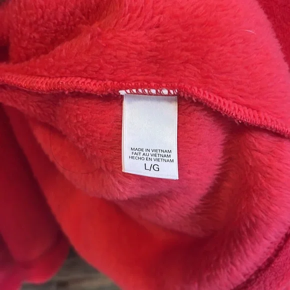 Red Hooded Plush Victoria Secret monogrammed VS Robe. Size Large - Picture 5 of 10